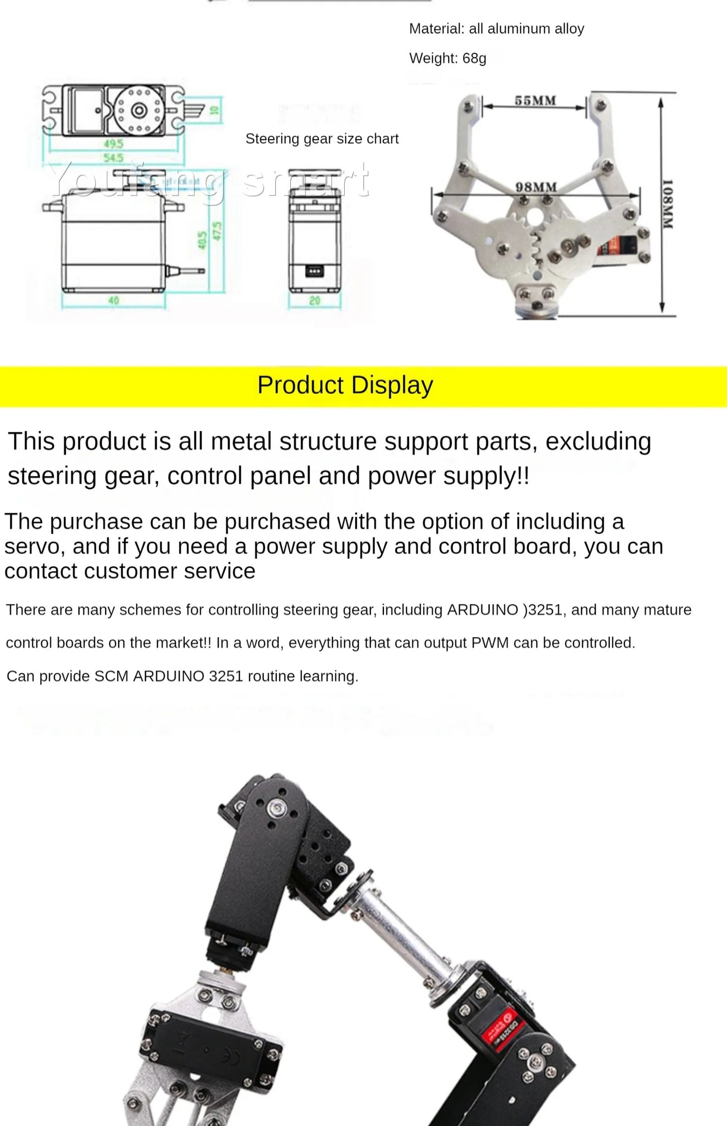 6 DOF DIY Hand Robot Education Programmable Kit